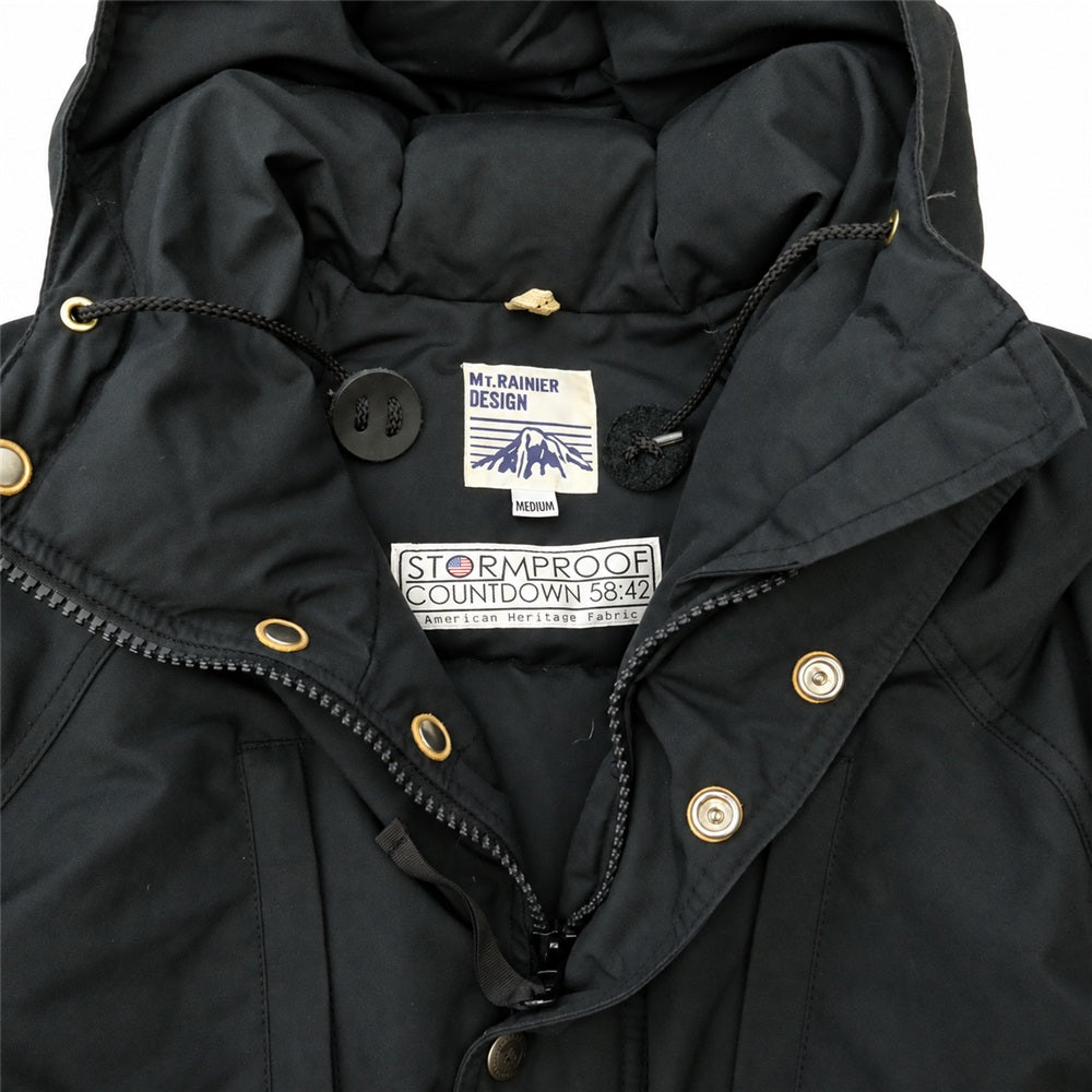 Mt RAINIER DESIGN マウントレイニアデザイン フード付き ジップアップ ダウン ジャケット ブラック系 M【中古】