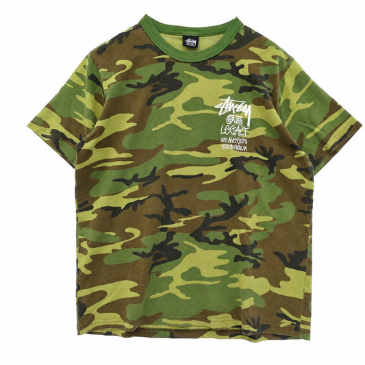 アワーレガシー STUSSY ステューシー × Stussy ステューシー Work Shop Tee Camo ワークショップ カモ 半袖 Tシャツ カーキ系 M【中古】