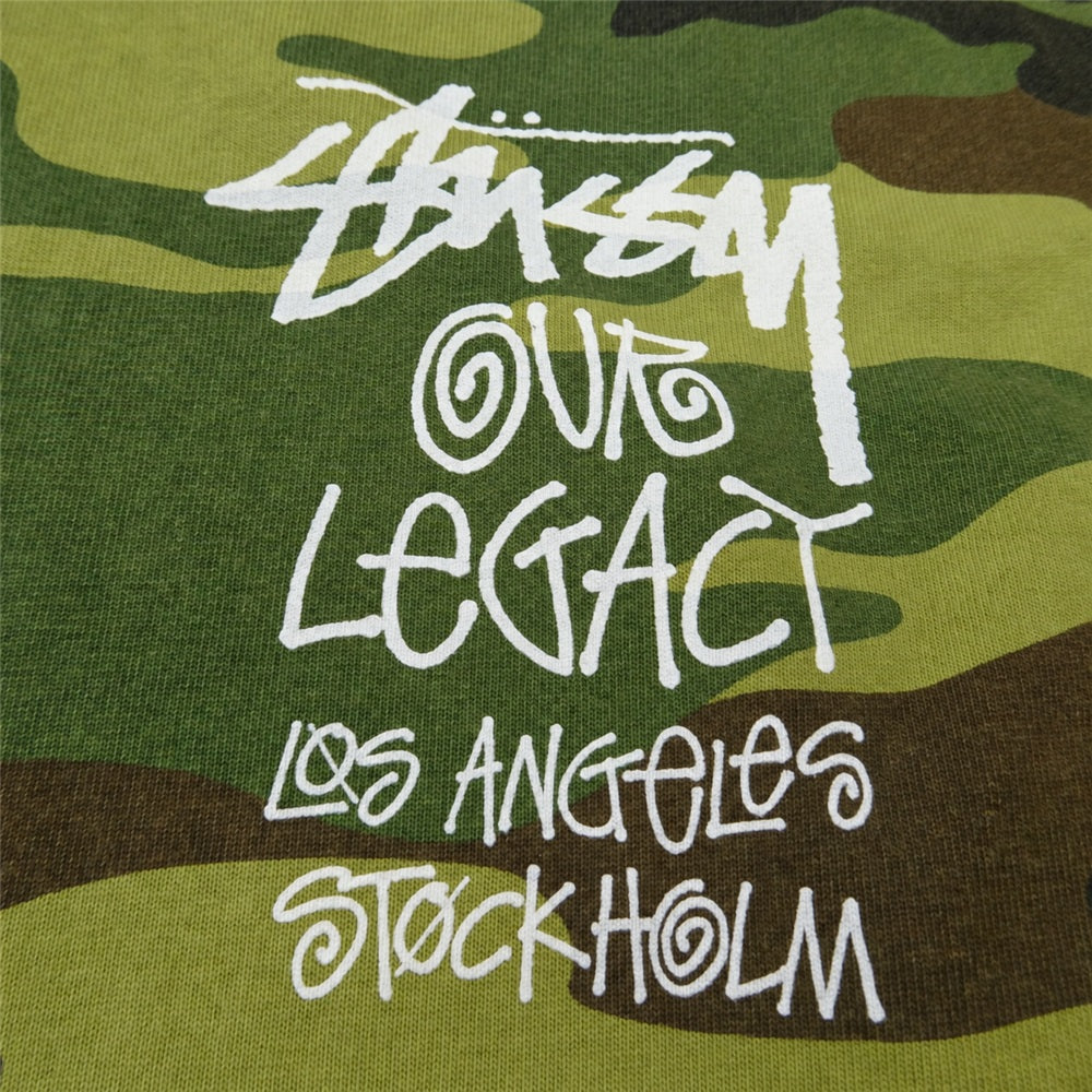 アワーレガシー STUSSY ステューシー × Stussy ステューシー Work Shop Tee Camo ワークショップ カモ 半袖 Tシャツ カーキ系 M【中古】