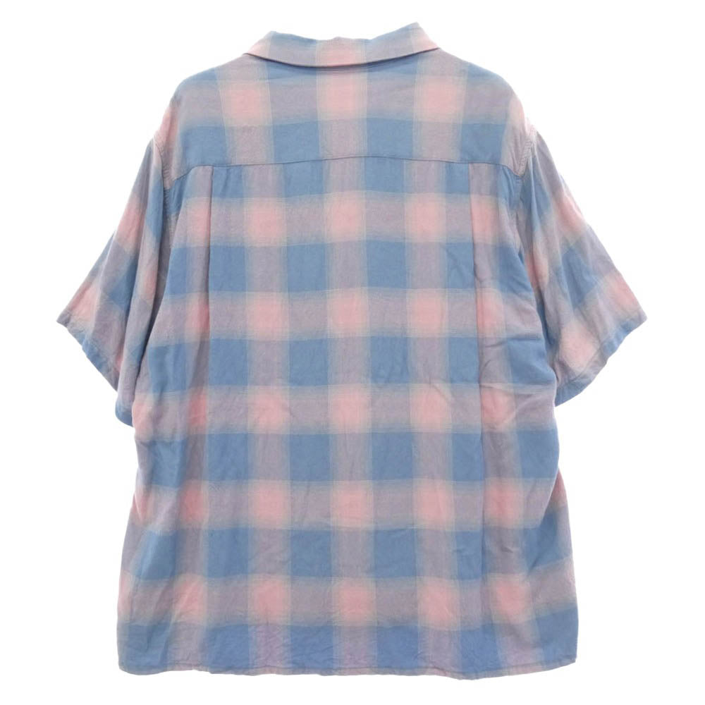 WACKO MARIA ワコマリア 22SS 22SS-WMS-OC17 OMBRE CHECK OPEN COLLAR SHIRT オンブレチェック オープンカラー 半袖シャツ ブルー系 ピンク系 XL【中古】
