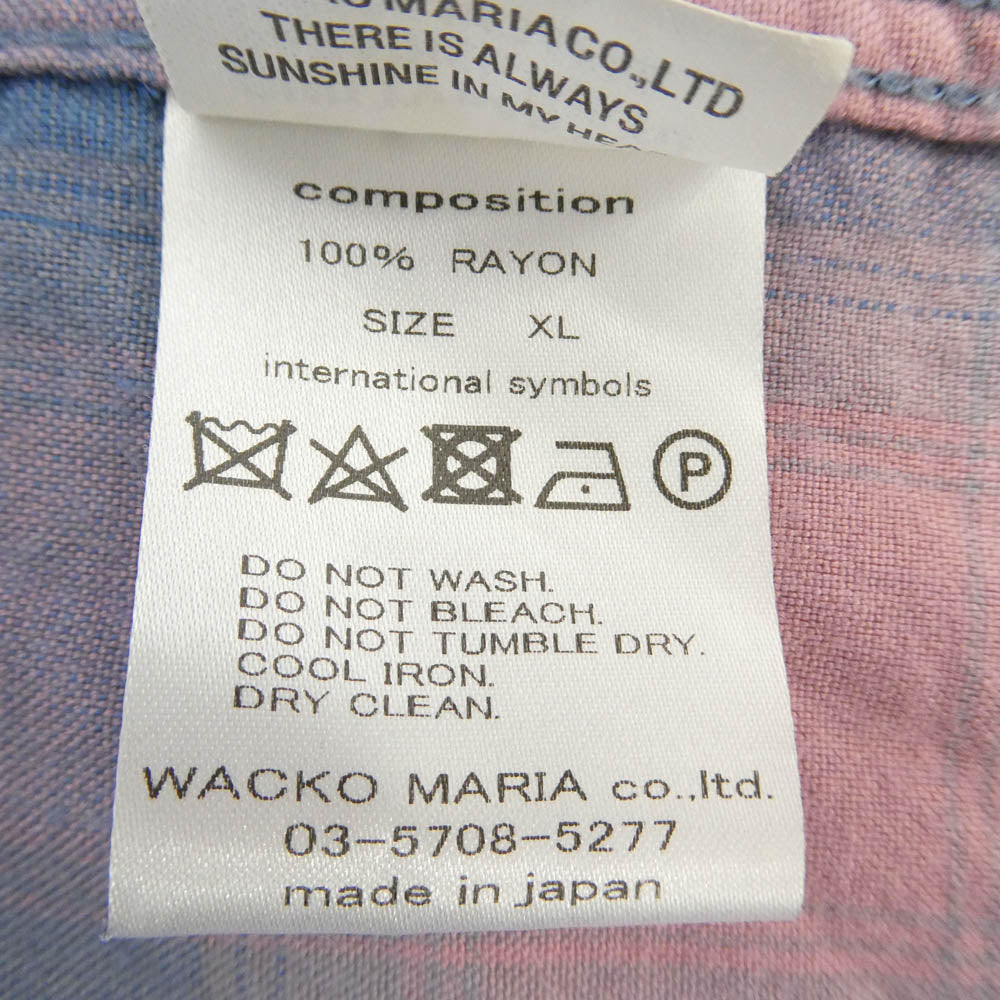 WACKO MARIA ワコマリア 22SS 22SS-WMS-OC17 OMBRE CHECK OPEN COLLAR SHIRT オンブレチェック オープンカラー 半袖シャツ ブルー系 ピンク系 XL【中古】
