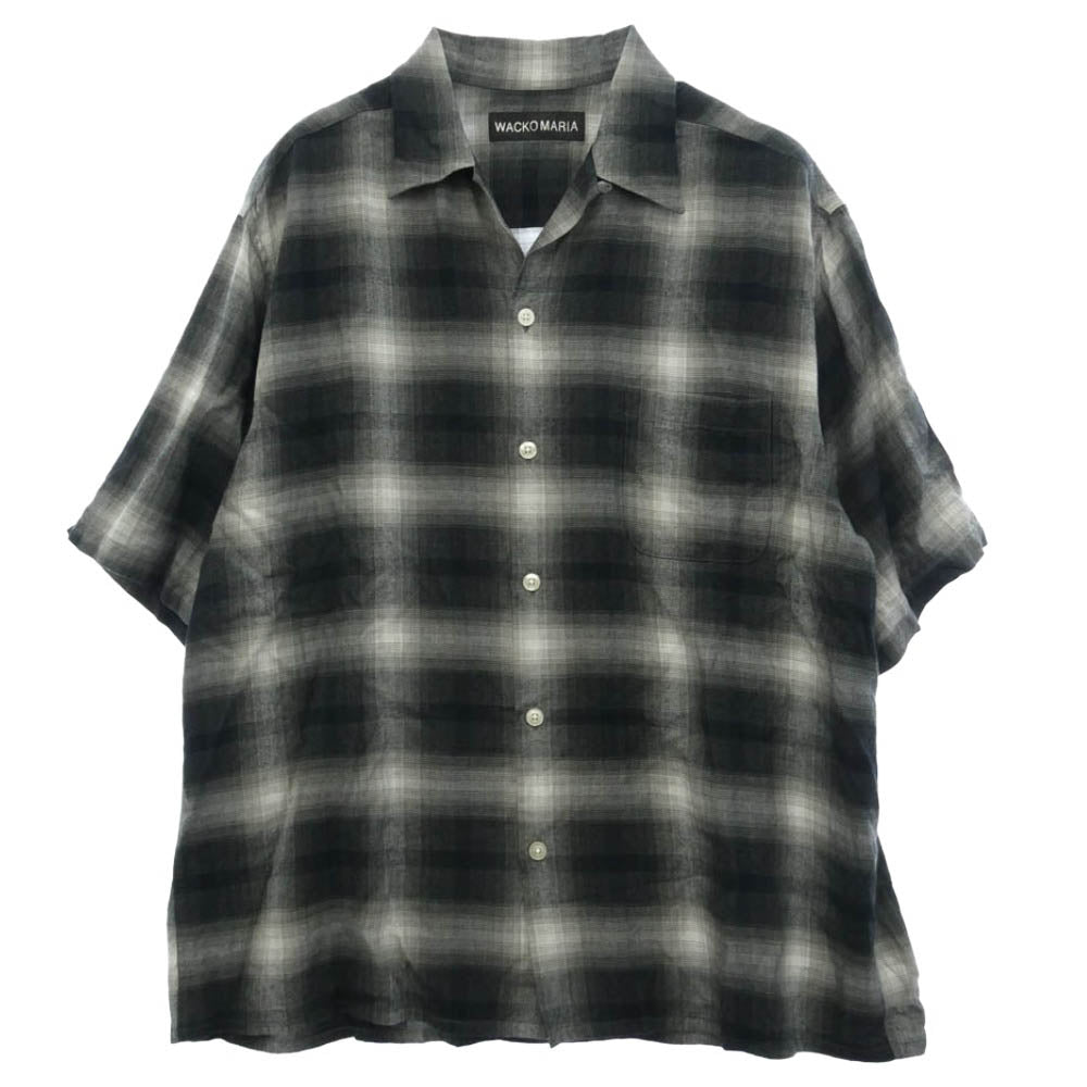 WACKO MARIA ワコマリア 25SS 25SS-WMS-OC03 OMBRE CHECK OPEN COLLAR SHIRT オンブレチェック オープンカラー 半袖シャツ ブラック系 XL【美品】【中古】