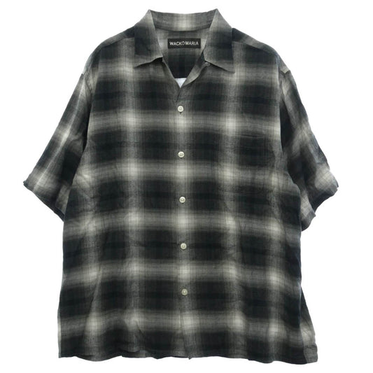 WACKO MARIA ワコマリア 25SS 25SS-WMS-OC03 OMBRE CHECK OPEN COLLAR SHIRT オンブレチェック オープンカラー 半袖シャツ ブラック系 XL【美品】【中古】