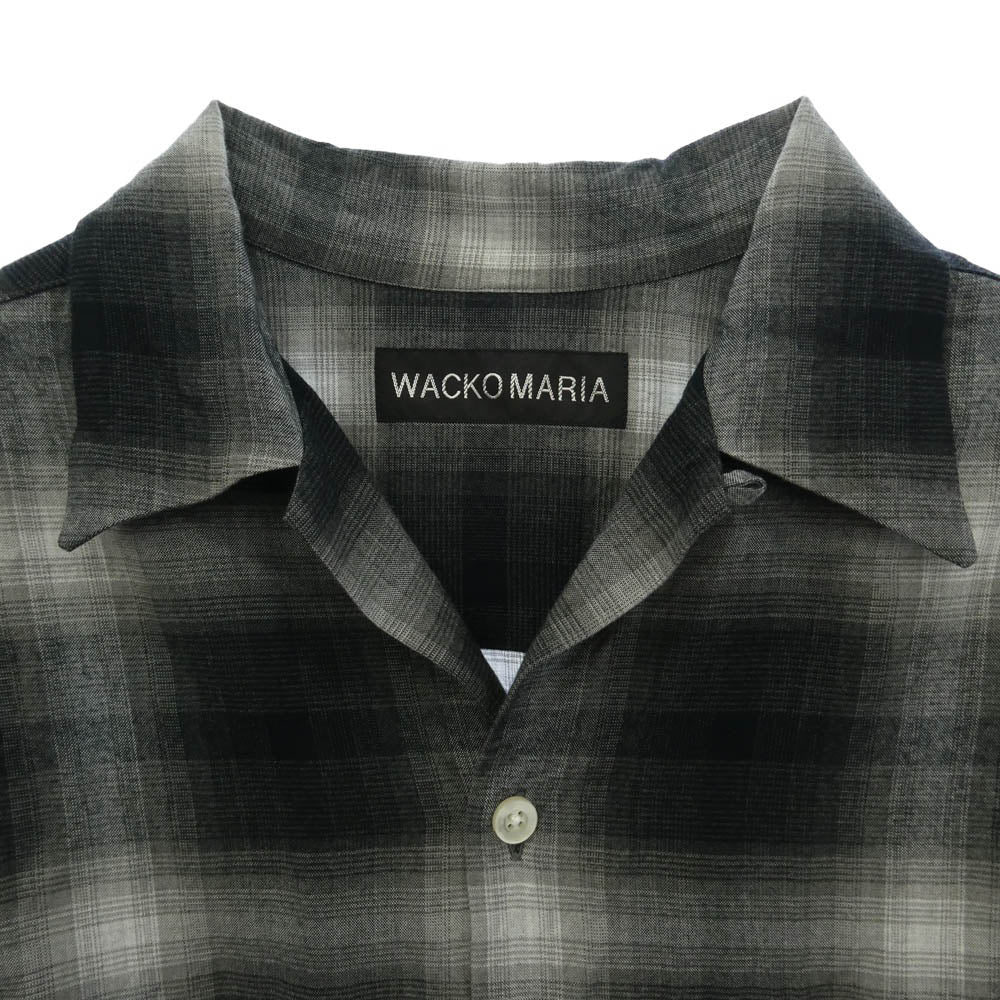 WACKO MARIA ワコマリア 25SS 25SS-WMS-OC03 OMBRE CHECK OPEN COLLAR SHIRT オンブレチェック オープンカラー 半袖シャツ ブラック系 XL【美品】【中古】