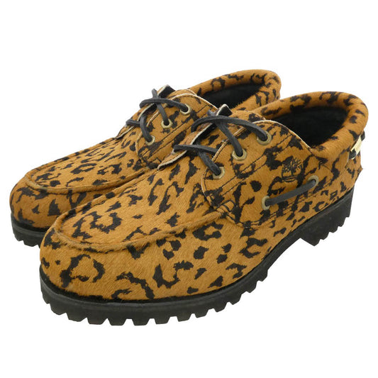 WACKO MARIA ワコマリア Timberland ティンバーランド TB0A44YFAHC × Timberland 3Eye Classic Lug Leopard ティンバーランド スリーアイ クラシック ラグ レオパード レザー ハラコ シューズ ライトブラウン系 ブラック系 27cm【美品】【中古】