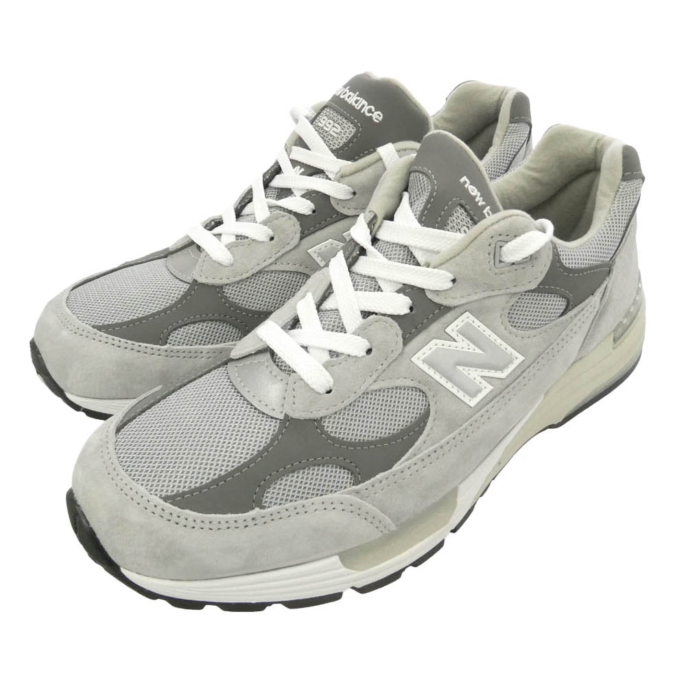 NEW BALANCE ニューバランス U992GY USA製 992 スエード メッシュ ローカット スニーカー グレー系 28cm【極上美品】【中古】
