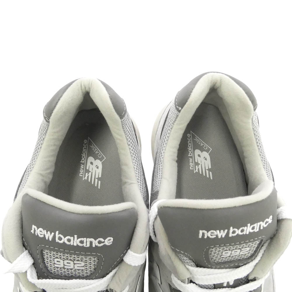 NEW BALANCE ニューバランス U992GY USA製 992 スエード メッシュ ローカット スニーカー グレー系 28cm【極上美品】【中古】
