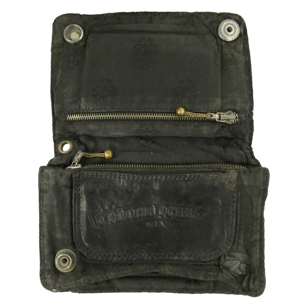 CHROME HEARTS クロムハーツ（原本無） 2ZIP WALLET NYLON 2ジップ ナイロン ウォレット 二つ折り財布 ブラック系【中古】