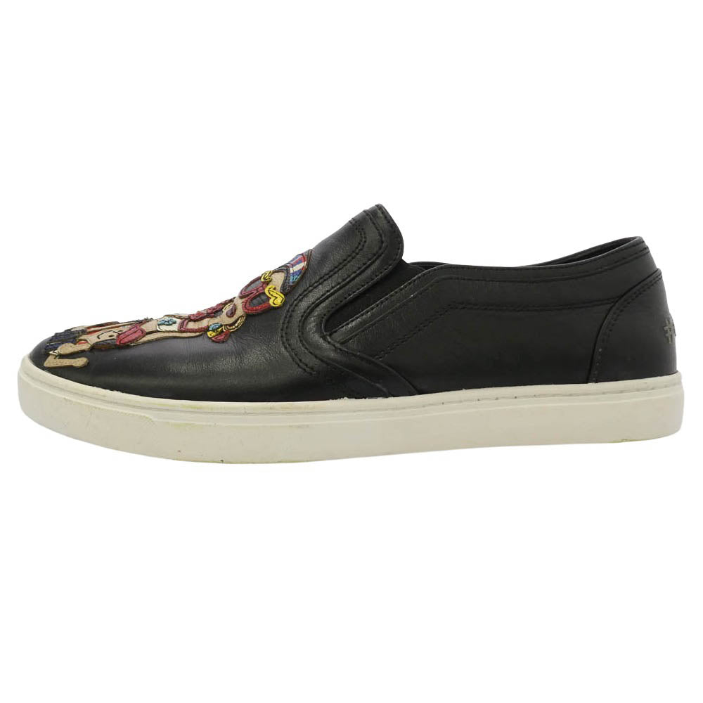 DOLCE&GABBANA ドルチェアンドガッバーナ ファミリーパッチ レザー スリッポン スニーカー マルチカラー系 38 1/2【中古】