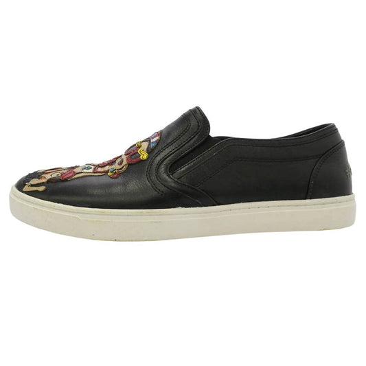 DOLCE&GABBANA ドルチェアンドガッバーナ ファミリーパッチ レザー スリッポン スニーカー マルチカラー系 38 1/2【中古】