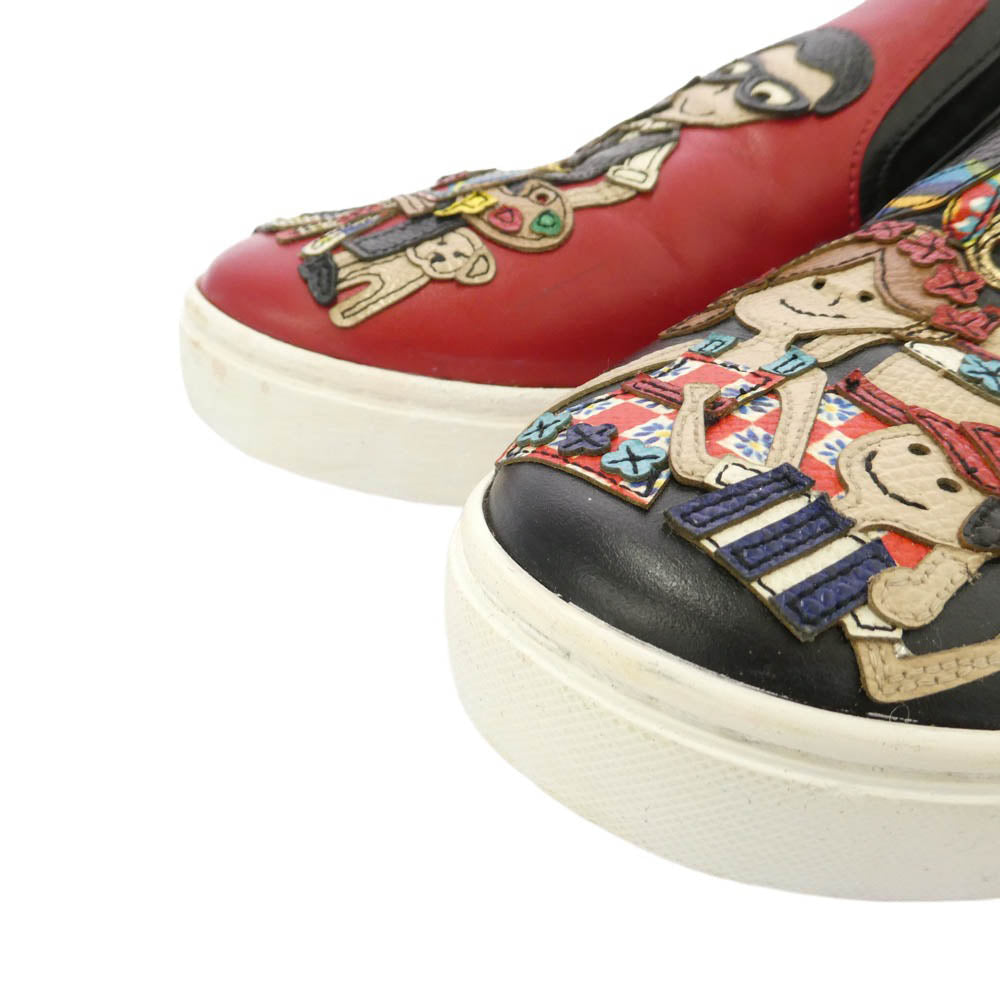 DOLCE&GABBANA ドルチェアンドガッバーナ ファミリーパッチ レザー スリッポン スニーカー マルチカラー系 38 1/2【中古】