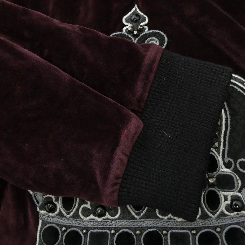 DOLCE&GABBANA ドルチェアンドガッバーナ 15AW AMORE PER SEMPRE クラウン ベルベット クルーネック スウェット トレーナー エンジ系 52【中古】