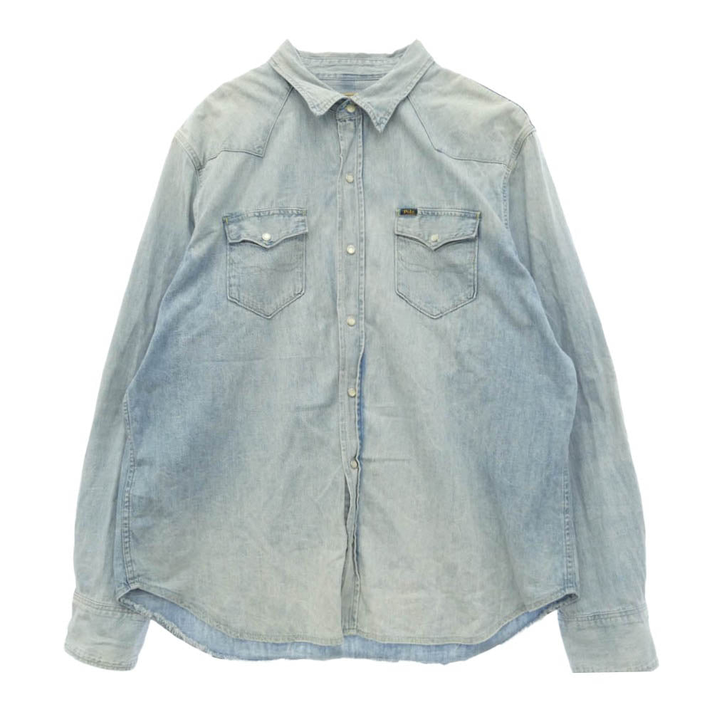 POLO RALPH LAUREN ポロ・ラルフローレン ウエスタン デニム 長袖 シャツ ライトブルー系 XXL【中古】