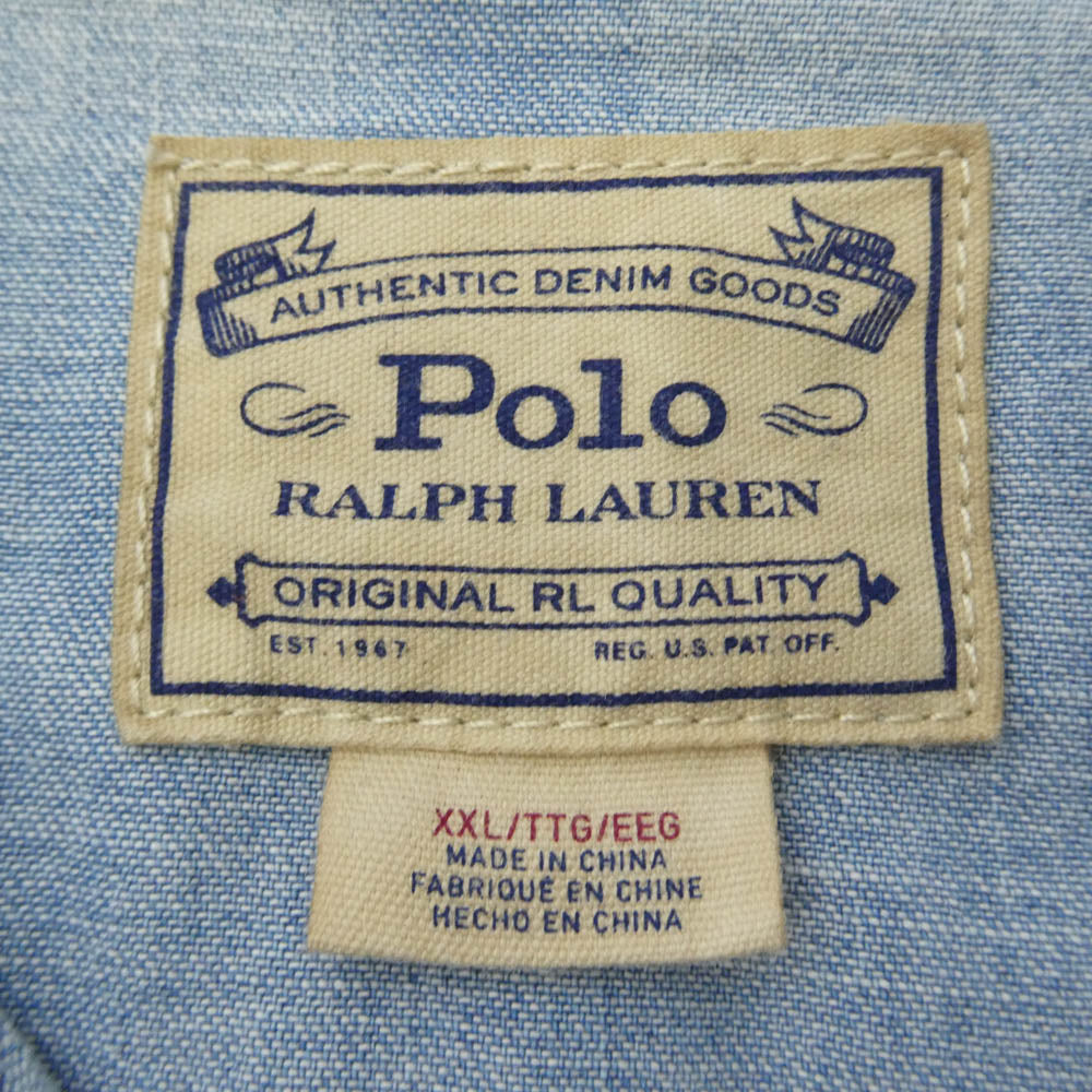 POLO RALPH LAUREN ポロ・ラルフローレン ウエスタン デニム 長袖 シャツ ライトブルー系 XXL【中古】