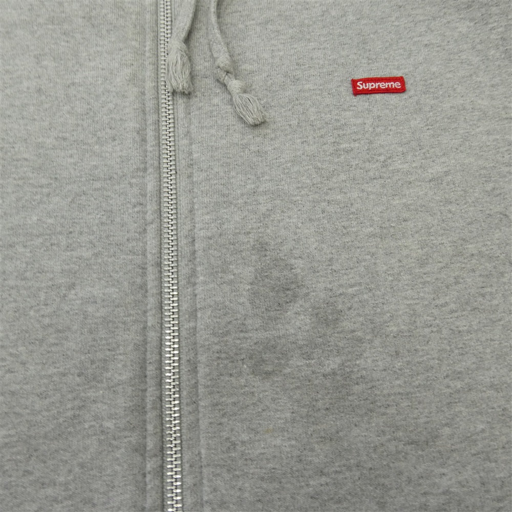 Supreme シュプリーム 21AW Small Box Zip Up Hooded Sweatshirt スモール ボックスロゴ ジップアップ フーデッド スウェットシャツ フーディー パーカー グレー系 XL【中古】