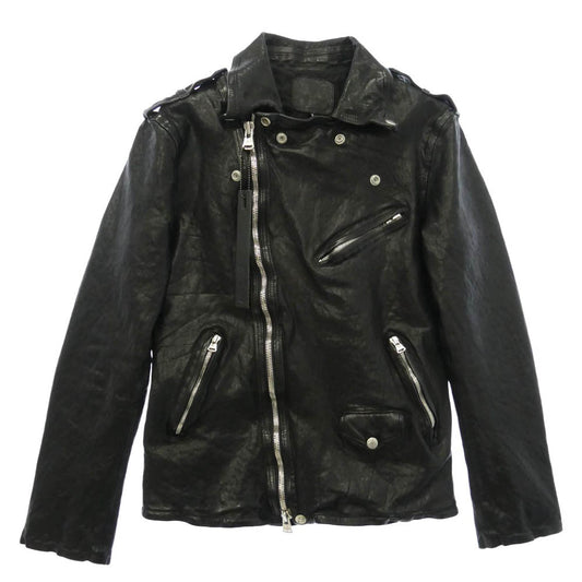 ISAMUKATAYAMA BACKLASH イサムカタヤマバックラッシュ 1773-07 JAPAN SHOULDER GARMENT-DYED DOUBLE RIDERS ジャパンショルダー 製品染め ダブルライダース レザージャケット ブラック系 M【美品】【中古】