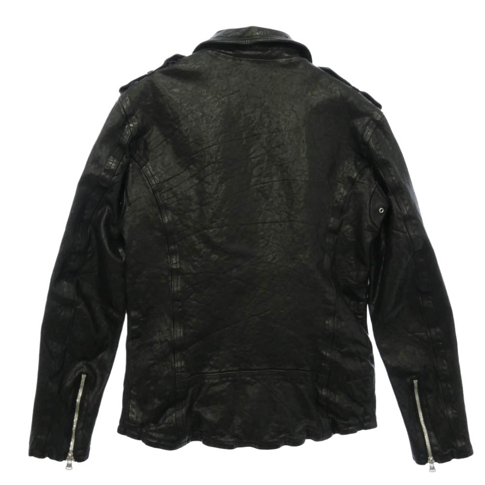ISAMUKATAYAMA BACKLASH イサムカタヤマバックラッシュ 1773-07 JAPAN SHOULDER GARMENT-DYED DOUBLE RIDERS ジャパンショルダー 製品染め ダブルライダース レザージャケット ブラック系 M【美品】【中古】