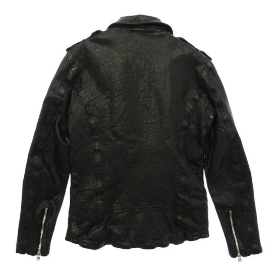 ISAMUKATAYAMA BACKLASH イサムカタヤマバックラッシュ 1773-07 JAPAN SHOULDER GARMENT-DYED DOUBLE RIDERS ジャパンショルダー 製品染め ダブルライダース レザージャケット ブラック系 M【美品】【中古】