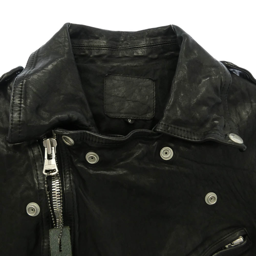 ISAMUKATAYAMA BACKLASH イサムカタヤマバックラッシュ 1773-07 JAPAN SHOULDER GARMENT-DYED DOUBLE RIDERS ジャパンショルダー 製品染め ダブルライダース レザージャケット ブラック系 M【美品】【中古】