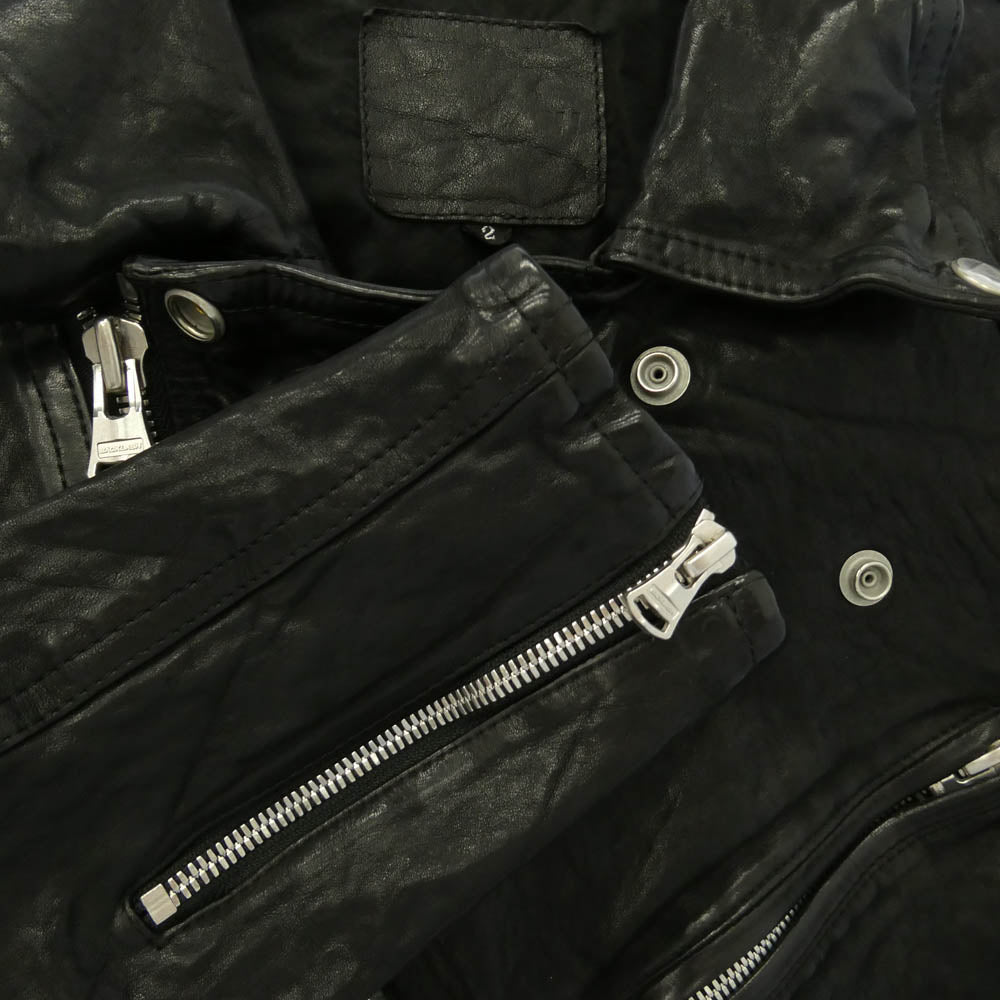 ISAMUKATAYAMA BACKLASH イサムカタヤマバックラッシュ 1773-07 JAPAN SHOULDER GARMENT-DYED DOUBLE RIDERS ジャパンショルダー 製品染め ダブルライダース レザージャケット ブラック系 M【美品】【中古】
