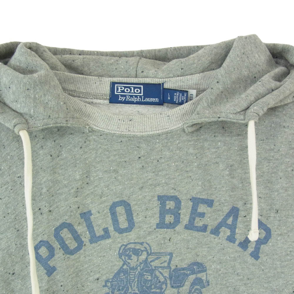 POLO RALPH LAUREN ポロ・ラルフローレン POLO BEAR ポロ ベア プリント 後付けフーディ スウェット パーカー グレー系 L LG【中古】