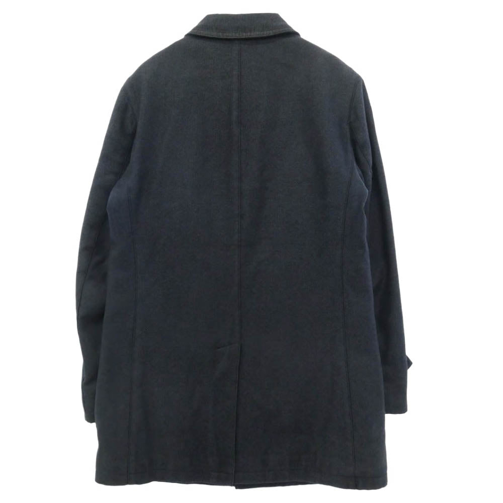 Herno ヘルノ 62-09-94-09005 ウール コットン ヘリンボーン 比翼 シングル ハーフコート ネイビー系 46【中古】