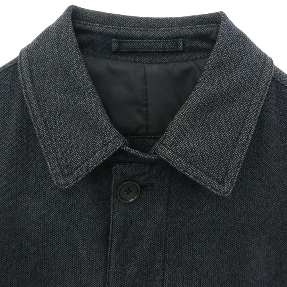 Herno ヘルノ 62-09-94-09005 ウール コットン ヘリンボーン 比翼 シングル ハーフコート ネイビー系 46【中古】