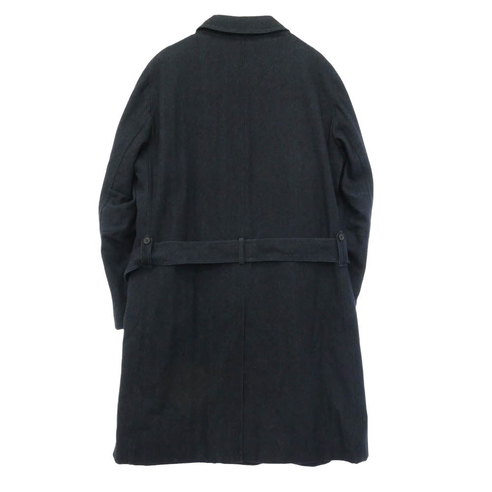 Herno ヘルノ 7-2033-7898-3 ウール コットン ヘリンボーン ベルト シングル トレンチコート ネイビー系 48【中古】