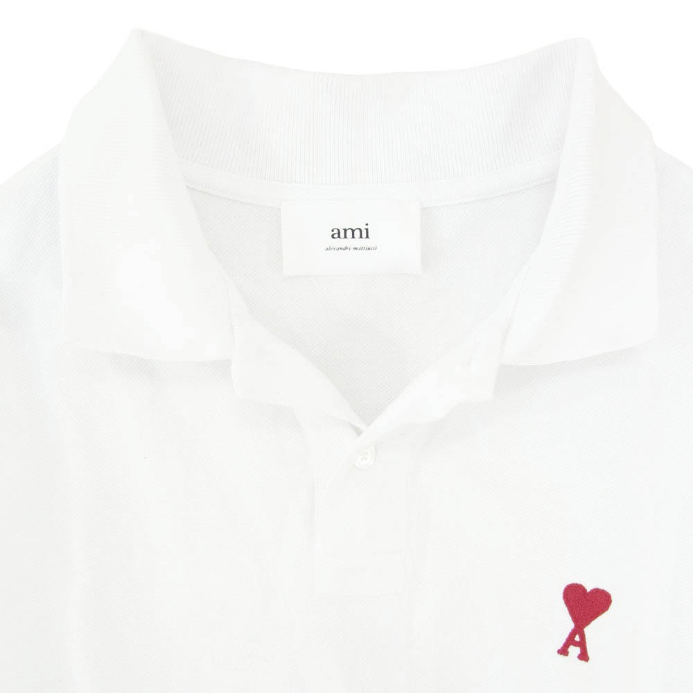AMI PARIS アミパリス BFUPL001 AMI DE COEUR ハートロゴ刺繍 半袖 ポロシャツ ホワイト系 XL【中古】