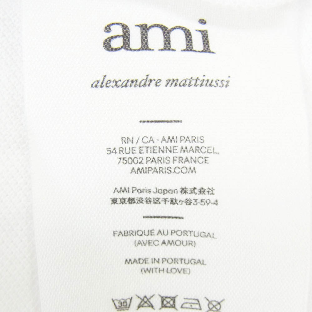 AMI PARIS アミパリス BFUPL001 AMI DE COEUR ハートロゴ刺繍 半袖 ポロシャツ ホワイト系 XL【中古】