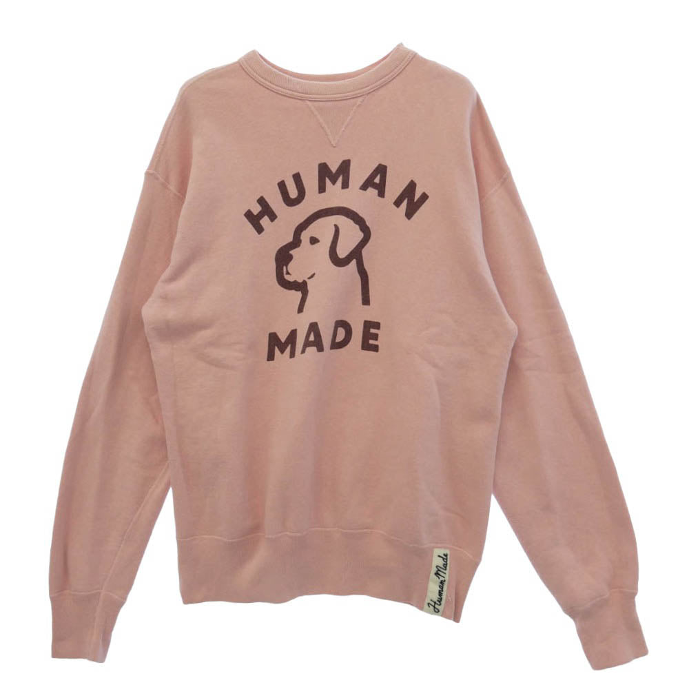 HUMAN MADE ヒューマンメイド Dog Sweatshirt ドッグ プリント スウェット トレーナー 日本製 ピンク系 XL【中古】
