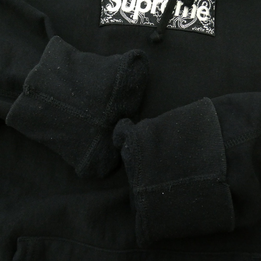 Supreme シュプリーム 19AW Bandana Box Hooded Sweatshirt バンダナ ボックスロゴ プルオーバー パーカー フーディ ブラック系 XL【中古】