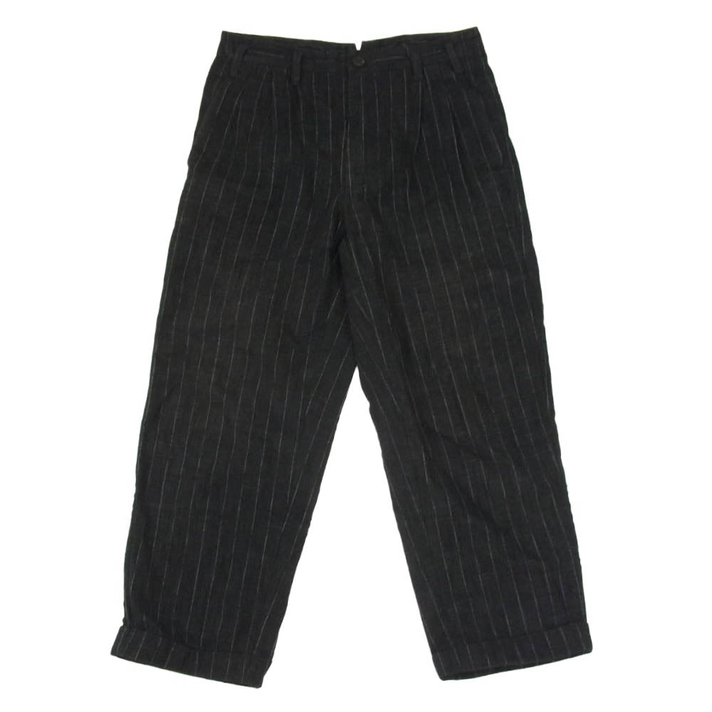 ディーセカンド Two Pleats Pants ストライプ タック パンツ ブラック系 S【中古】