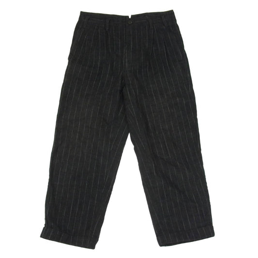 ディーセカンド Two Pleats Pants ストライプ タック パンツ ブラック系 S【中古】