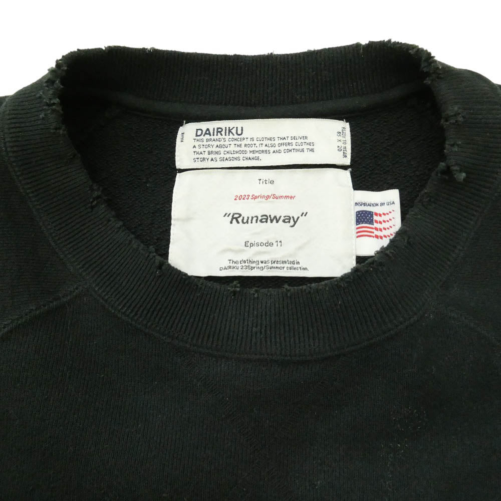 ダイリク 23ss 23ss C-2 Runaway Episode 11 Water-repellent Pullover Sweater プルオーバー スウェット シャツ ブラック系 L【中古】