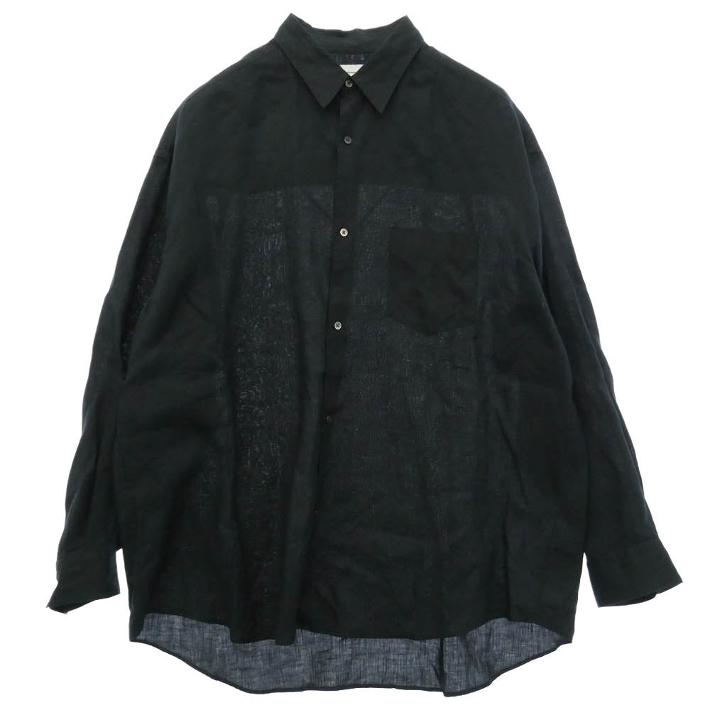 GRAPHPAPER グラフペーパー 23SS GM232-50061B Linen L/S Oversized Regular Collar Shirt リネン オーバーサイズ レギュラーカラー 長袖 シャツ ブラック系【中古】