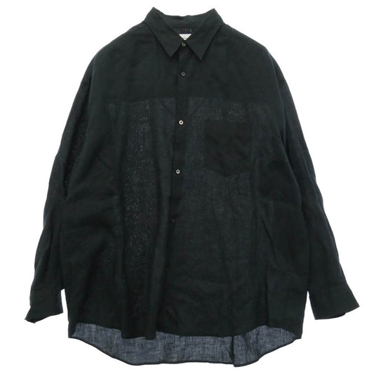 GRAPHPAPER グラフペーパー 23SS GM232-50061B Linen L/S Oversized Regular Collar Shirt リネン オーバーサイズ レギュラーカラー 長袖 シャツ ブラック系【中古】