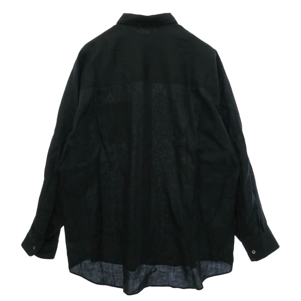 GRAPHPAPER グラフペーパー 23SS GM232-50061B Linen L/S Oversized Regular Collar Shirt リネン オーバーサイズ レギュラーカラー 長袖 シャツ ブラック系【中古】