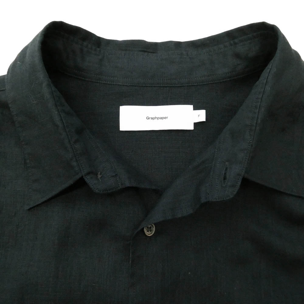 GRAPHPAPER グラフペーパー 23SS GM232-50061B Linen L/S Oversized Regular Collar Shirt リネン オーバーサイズ レギュラーカラー 長袖 シャツ ブラック系【中古】