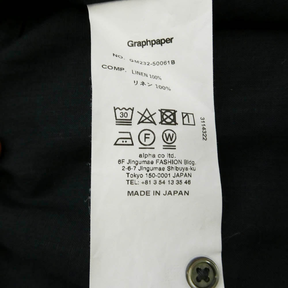 GRAPHPAPER グラフペーパー 23SS GM232-50061B Linen L/S Oversized Regular Collar Shirt リネン オーバーサイズ レギュラーカラー 長袖 シャツ ブラック系【中古】