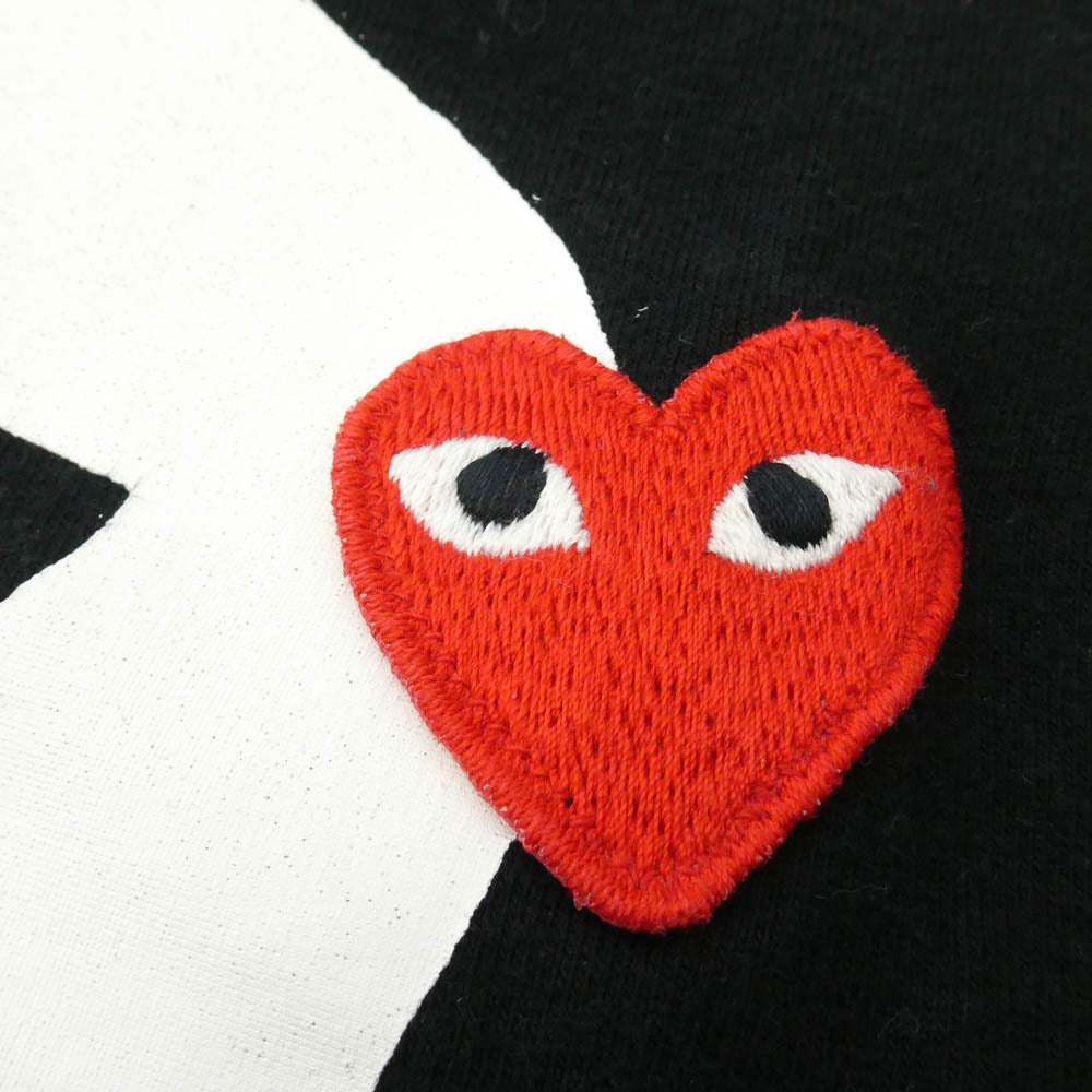 PLAY COMME des GARCONS プレイコムデギャルソン AZ-T115 Emblem Heart T-Shirt ダブルハート プリント ワッペン コットン 半袖 Tシャツ ブラック系 M【中古】