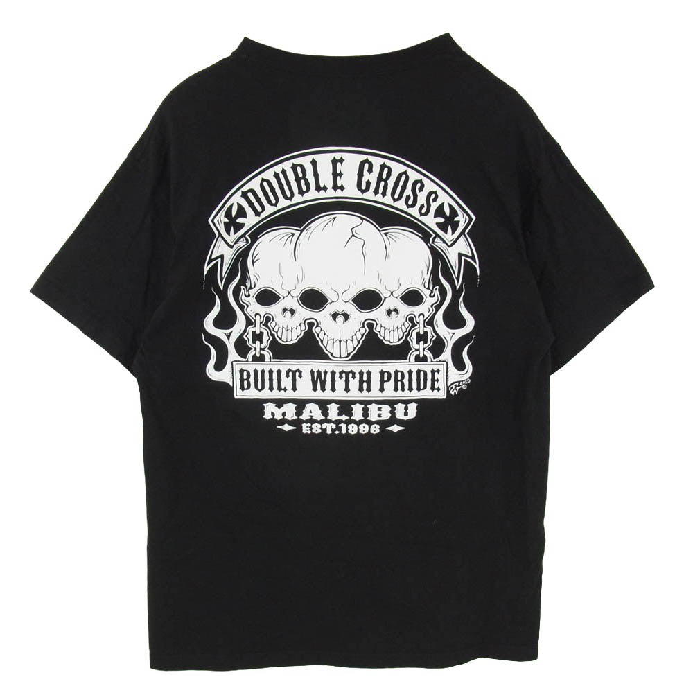TRAVIS WALKER トラヴィスワーカー ダブルクロス トリプルスカル ショートスリーブ 半袖 プリント Tシャツ ブラック系 L【中古】