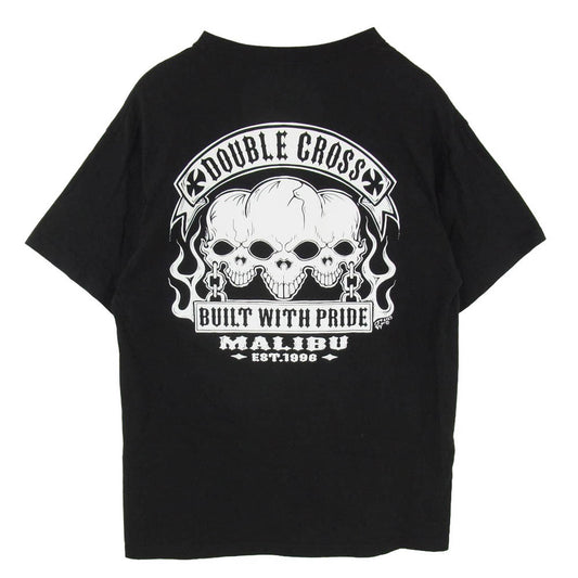 TRAVIS WALKER トラヴィスワーカー ダブルクロス トリプルスカル ショートスリーブ 半袖 プリント Tシャツ ブラック系 L【中古】