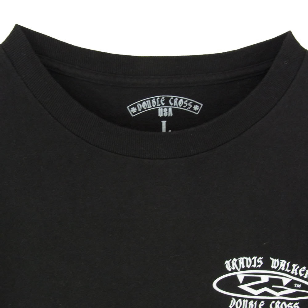 TRAVIS WALKER トラヴィスワーカー ダブルクロス トリプルスカル ショートスリーブ 半袖 プリント Tシャツ ブラック系 L【中古】