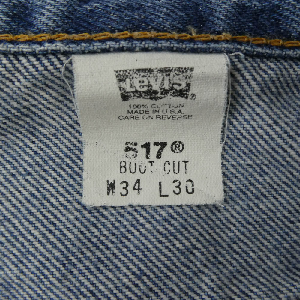 Levi's リーバイス 00517-0217 517 ボタン裏554 90s USA製 ブーツカット ジーンズ デニムパンツ インディゴブルー系 W34【中古】