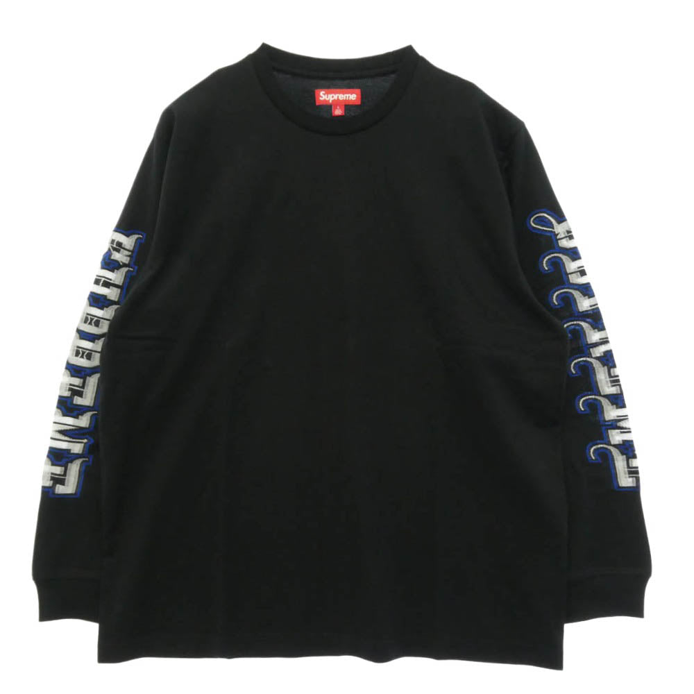 Supreme シュプリーム 25AW Intarsia Sleeve L/S Top インターシャ スリーブ 長袖 Tシャツ カットソー ブラック系 L【極上美品】【中古】