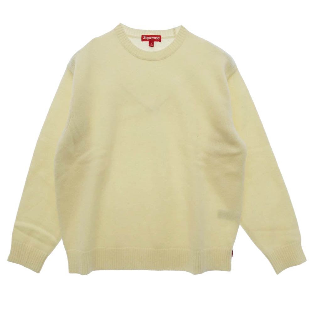 Supreme シュプリーム 25AW Angora Script Sweater アンゴラ スクリプトロゴ クルーネック ニット ホワイト系 L【極上美品】【中古】