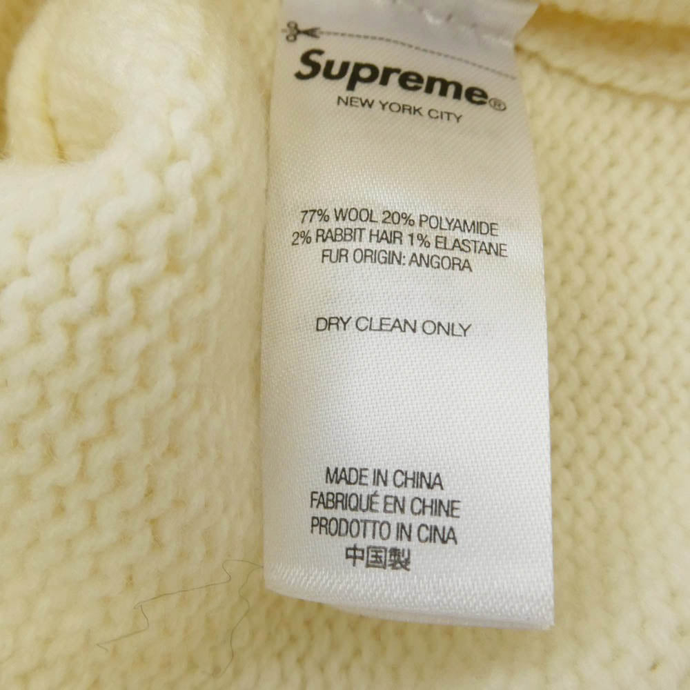 Supreme シュプリーム 25AW Angora Script Sweater アンゴラ スクリプトロゴ クルーネック ニット ホワイト系 L【極上美品】【中古】