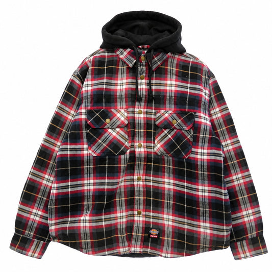 Supreme シュプリーム Dickies ディッキーズ 25AW × Dickies Lined Zip Up Hooded Flannel Shirt チェック柄 ジップアップ フーデッド 長袖 フランネルシャツ レッド系 M【新古品】【未使用】【中古】