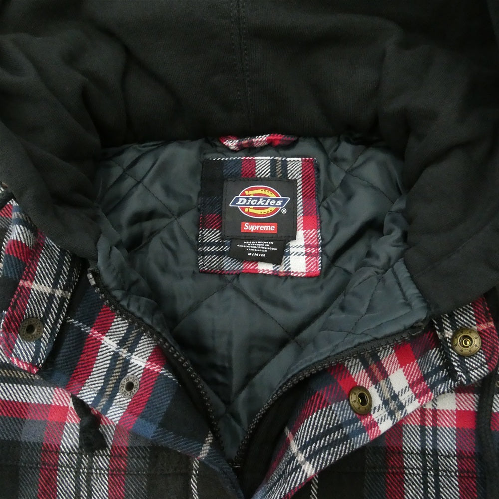Supreme シュプリーム Dickies ディッキーズ 25AW × Dickies Lined Zip Up Hooded Flannel Shirt チェック柄 ジップアップ フーデッド 長袖 フランネルシャツ レッド系 M【新古品】【未使用】【中古】